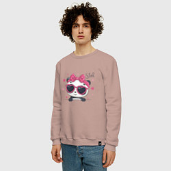 Свитшот хлопковый мужской Panda Star, цвет: пыльно-розовый — фото 2