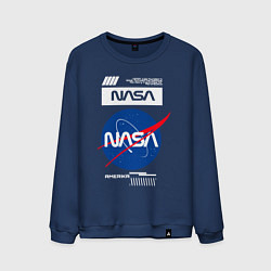 Свитшот хлопковый мужской Nasa - Logo, цвет: тёмно-синий