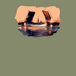 Свитшот хлопковый мужской Закат в Питере, цвет: авокадо — фото 2