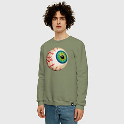 Свитшот хлопковый мужской Глаз зомби, цвет: авокадо — фото 2