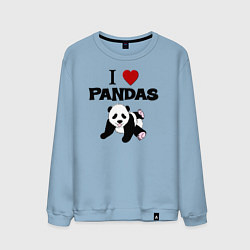 Свитшот хлопковый мужской I love Panda - люблю панд, цвет: мягкое небо