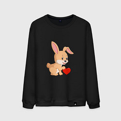 Свитшот хлопковый мужской Кролик с сердечком, цвет: черный