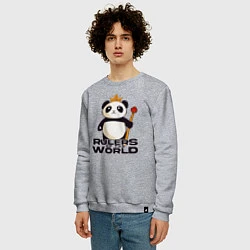 Свитшот хлопковый мужской Панда - Правители Мира, цвет: меланж — фото 2