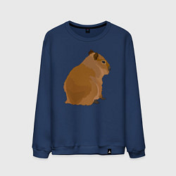 Свитшот хлопковый мужской Капибара лениво отдыхает, цвет: тёмно-синий