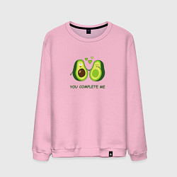 Свитшот хлопковый мужской Влюбленные авокадо Милые авокадики, цвет: светло-розовый