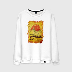 Свитшот хлопковый мужской Лиса на Холсте, цвет: белый