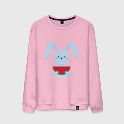 Свитшот хлопковый мужской Кролик с арбузом, цвет: светло-розовый