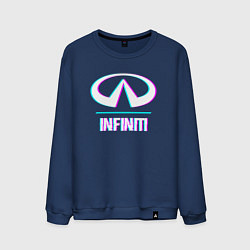 Свитшот хлопковый мужской Значок Infiniti в стиле glitch, цвет: тёмно-синий