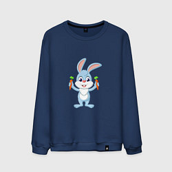 Свитшот хлопковый мужской Кролик с морковками, цвет: тёмно-синий