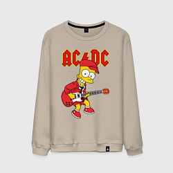 Свитшот хлопковый мужской AC DC Барт Симпсон, цвет: миндальный