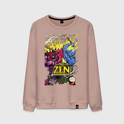 Свитшот хлопковый мужской Zen - intergalactic ninja, цвет: пыльно-розовый