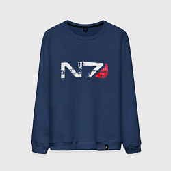 Свитшот хлопковый мужской Mass Effect N7 - Logotype, цвет: тёмно-синий