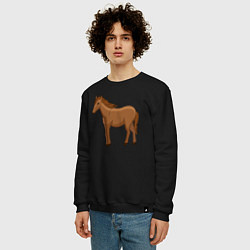 Свитшот хлопковый мужской Милая лошадка, цвет: черный — фото 2