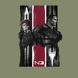 Свитшот хлопковый мужской Mass Effect N7 - Shepard, цвет: авокадо — фото 2