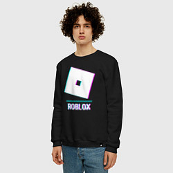 Свитшот хлопковый мужской Roblox в стиле glitch и баги графики, цвет: черный — фото 2