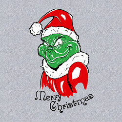 Свитшот хлопковый мужской Santa Claus Grinch - merry Christmas, цвет: меланж — фото 2