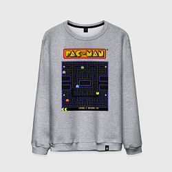 Свитшот хлопковый мужской Pac-Man на ZX-Spectrum, цвет: меланж