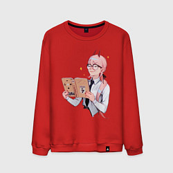Свитшот хлопковый мужской Пауэр читает книгу, цвет: красный