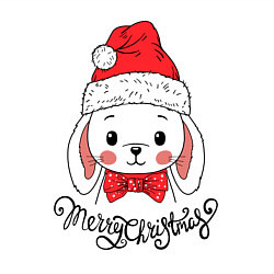 Свитшот хлопковый мужской Merry Christmas, cute rabbit in Santa hat, цвет: белый — фото 2
