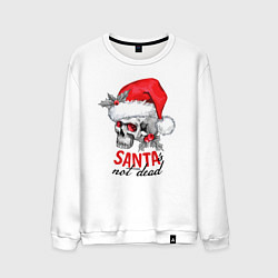 Мужской свитшот Santa is not dead, skull in red hat, holly