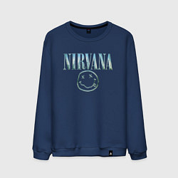 Свитшот хлопковый мужской Nirvana - смайлик, цвет: тёмно-синий