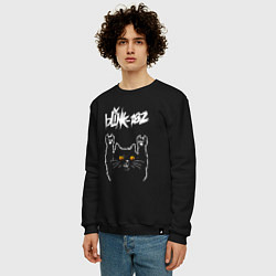 Свитшот хлопковый мужской Blink 182 rock cat, цвет: черный — фото 2
