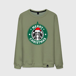 Свитшот хлопковый мужской Счастливого Рождества Starbucks, цвет: авокадо