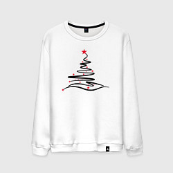 Свитшот хлопковый мужской Стильная Новогодняя Ёлка, цвет: белый