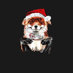 Свитшот хлопковый мужской Christmas smile foxy, цвет: черный — фото 2