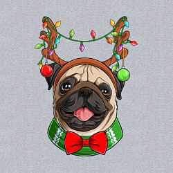 Свитшот хлопковый мужской Новогодний мопс, цвет: меланж — фото 2