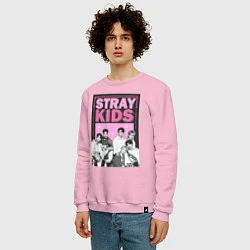 Свитшот хлопковый мужской Stray Kids boy band, цвет: светло-розовый — фото 2