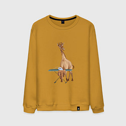 Мужской свитшот Жираф гладит утюгом одежду