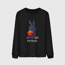 Свитшот хлопковый мужской Кролик и мандарины - Nom nom nom, цвет: черный