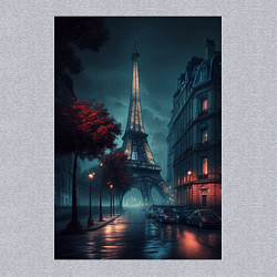 Свитшот хлопковый мужской Нейросеть - Ночной Париж, цвет: меланж — фото 2