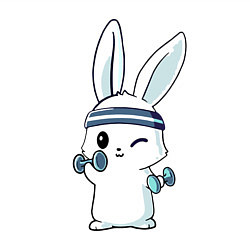 Свитшот хлопковый мужской Прикольный зайчишка пауэрлифтер, цвет: белый — фото 2