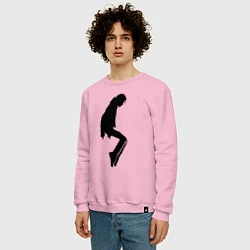 Свитшот хлопковый мужской Силуэт Майкла Джексона - Minimalism, цвет: светло-розовый — фото 2