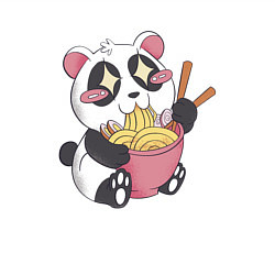 Свитшот хлопковый мужской Каваи панда ест рамен, цвет: белый — фото 2