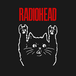 Свитшот хлопковый мужской Radiohead рок кот, цвет: черный — фото 2