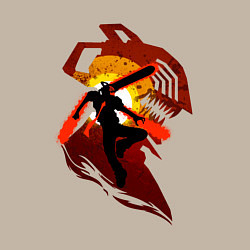 Свитшот хлопковый мужской Человек-бензопила силуэт, цвет: миндальный — фото 2