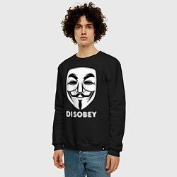 Свитшот хлопковый мужской Guy Fawkes - disobey, цвет: черный — фото 2