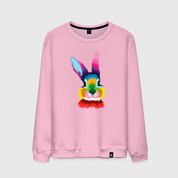 Свитшот хлопковый мужской Поп-арт кролик, цвет: светло-розовый