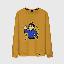 Свитшот хлопковый мужской Spoke - vault boy, цвет: горчичный