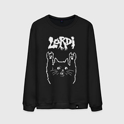 Свитшот хлопковый мужской Lordi рок кот, цвет: черный