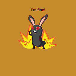 Свитшот хлопковый мужской Черный кролик I am fine мем, цвет: горчичный — фото 2