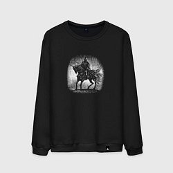 Свитшот хлопковый мужской Воин на коне, цвет: черный