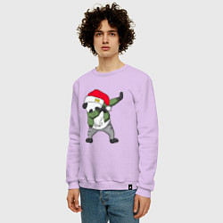 Свитшот хлопковый мужской Панда Дед Мороз, цвет: лаванда — фото 2