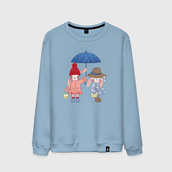Свитшот хлопковый мужской Зайки под зонтом, цвет: мягкое небо