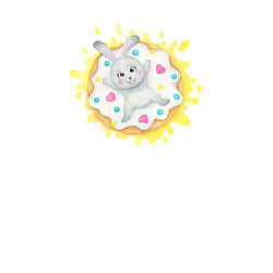 Свитшот хлопковый мужской Зайка сладкоежка на большом пончике, цвет: белый — фото 2