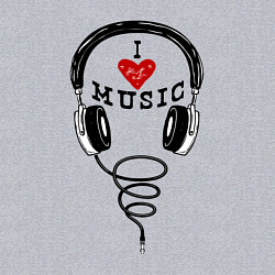 Свитшот хлопковый мужской I love Music - headphones, цвет: меланж — фото 2