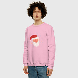 Свитшот хлопковый мужской Голова Деда Мороза, цвет: светло-розовый — фото 2